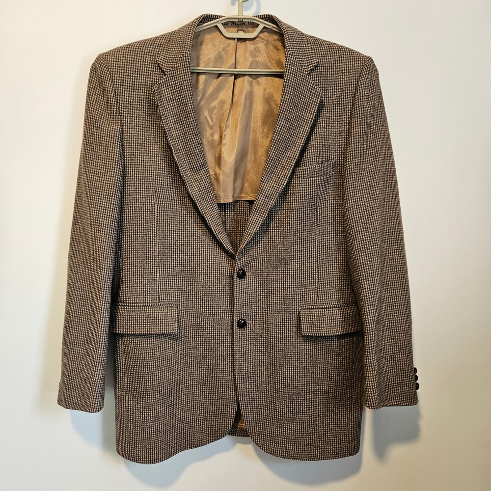 Ivy Style Sports Coat Blazer Mens 44 Extra Tall Brown Tweed Deconstructed Jacket